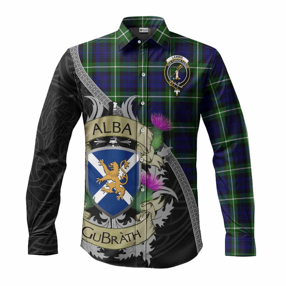 Lammie Tartan Family Crest Long Sleeve Button Shirt Lion Rampant Royal Thistle Shield Celtic Inspired Men's Shirt S - Tartan Vibes Clothing