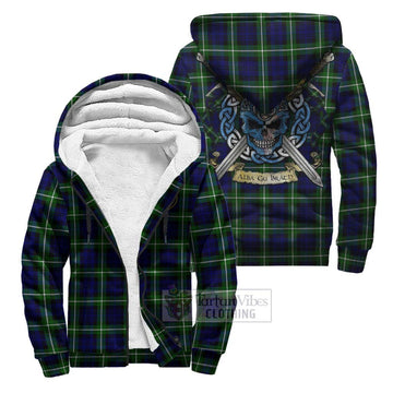 Lammie Tartan Sherpa Hoodie with Family Crest Celtic Skull Style Unisex S - Tartan Vibes Clothing