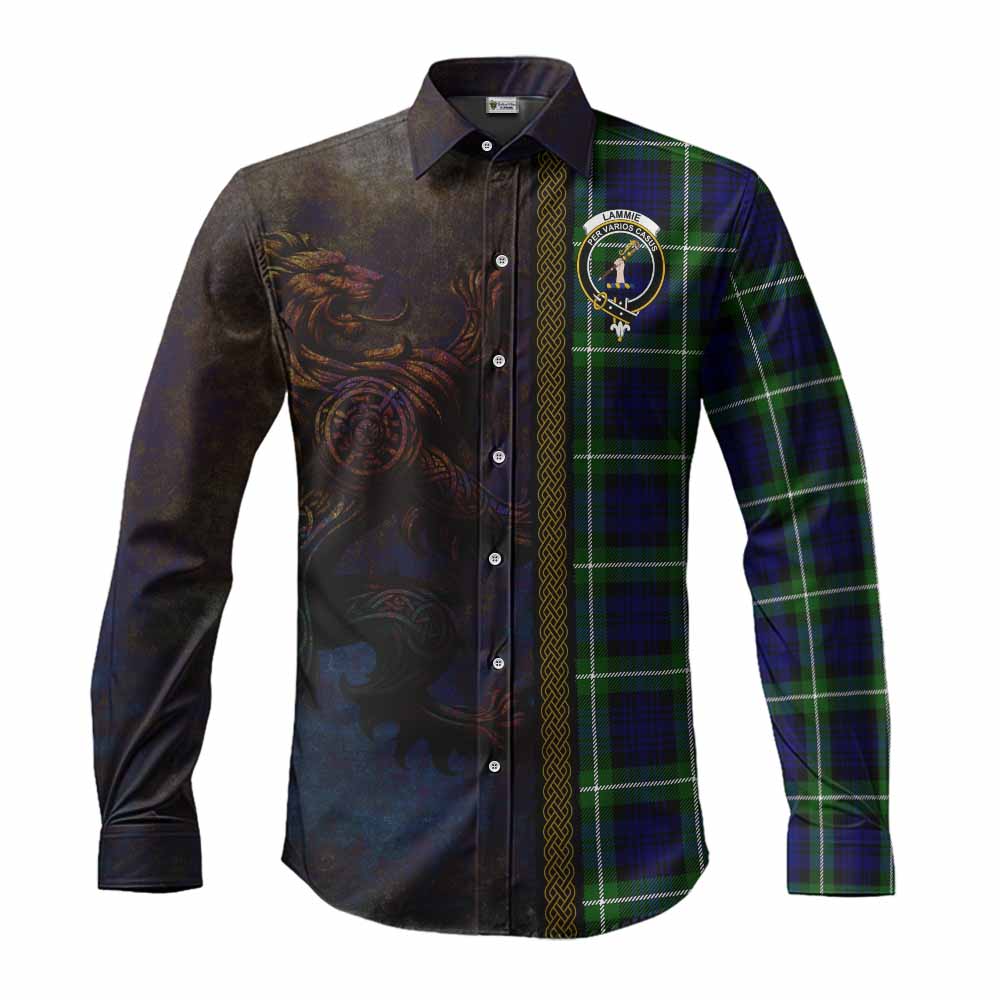 Lammie Tartan Family Crest Long Sleeve Button Shirt Alba Gu Brath Be Brave Lion Ancient Style Men's Shirt S - Tartan Vibes Clothing