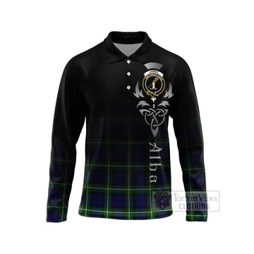 Lammie Tartan Long Sleeve Polo Shirt Featuring Alba Gu Brath Family Crest Celtic Inspired Unisex - Tartan Vibes Clothing