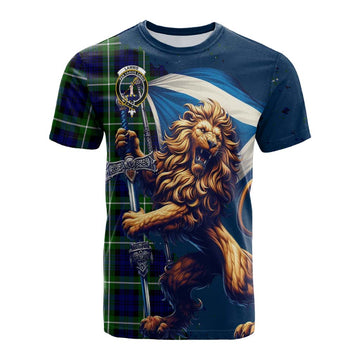 Lammie Tartan Family Crest Cotton T-shirt with Scottish Majestic Lion Kid's Shirt - Tartan Vibes Clothing