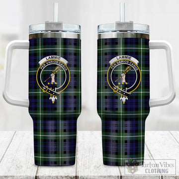 Lammie Tartan and Family Crest Tumbler with Handle