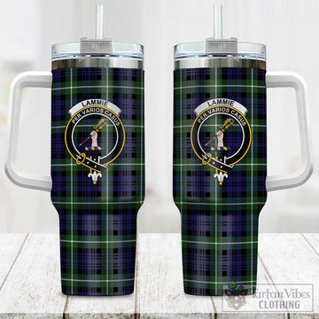 Lammie Tartan Tumbler with Handle with Family Crest One Size 40 OZ - Tartan Vibes Clothing