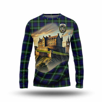 Lammie Tartan Family Crest Long Sleeve T-Shirt with Scottish Ancient Castle Style Unisex - Tartan Vibes Clothing