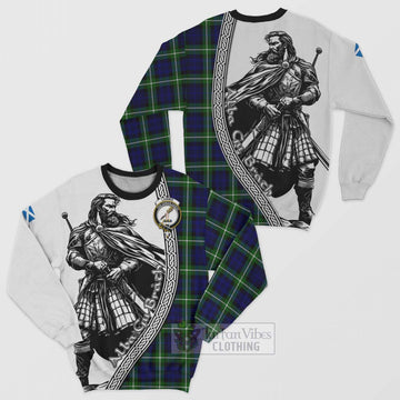 Lammie Tartan Clan Crest Sweatshirt with Highlander Warrior Celtic Style Unisex - Tartan Vibes Clothing