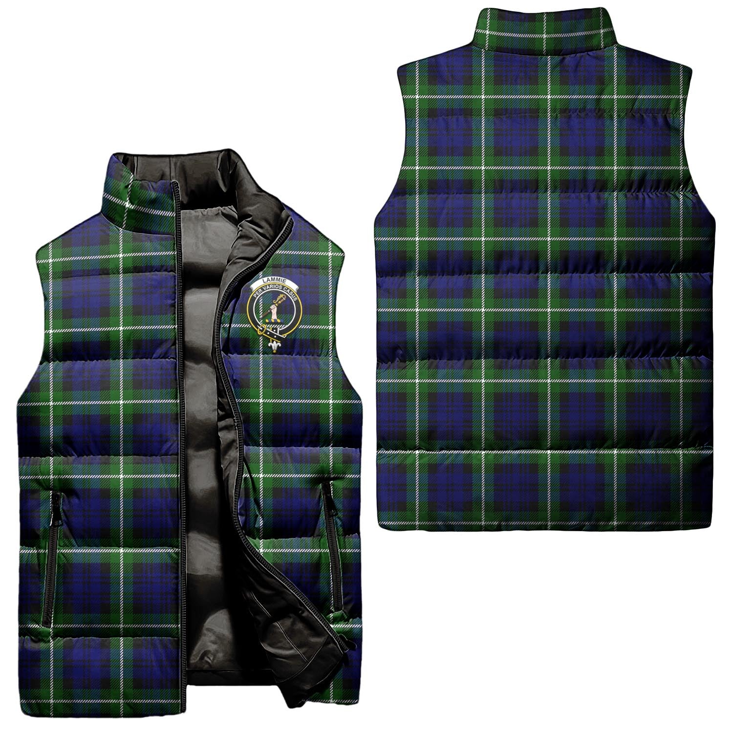 Lammie Tartan Sleeveless Puffer Jacket with Family Crest Unisex - Tartan Vibes Clothing