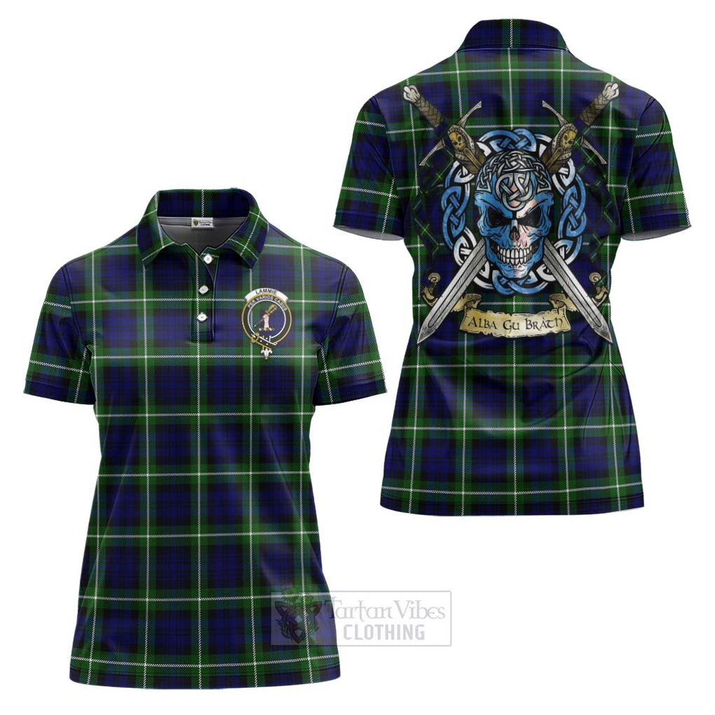 Lammie Tartan Women's Polo Shirt with Family Crest Celtic Skull Style Women - Tartan Vibes Clothing