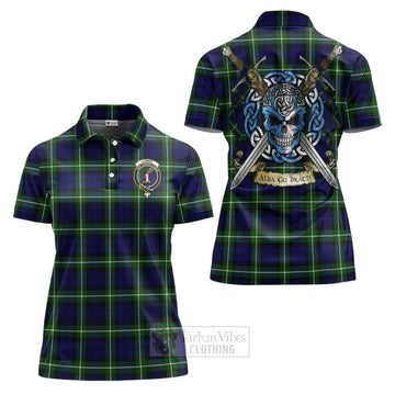 Lammie Tartan Women's Polo Shirt with Family Crest Celtic Skull Style Women - Tartan Vibes Clothing