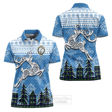 Lammie Clan Christmas Women's Polo Shirt Celtic Reindeer Style Women - Tartan Vibes Clothing