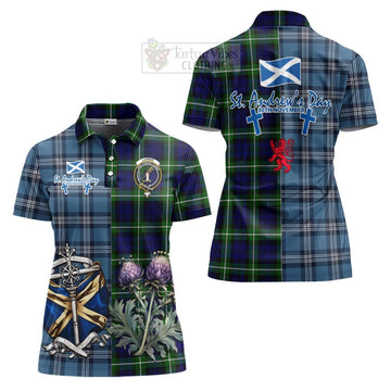 Lammie Tartan Women's Polo Shirt Happy St. Andrew's Day Half Tartan Style Women - Tartan Vibes Clothing