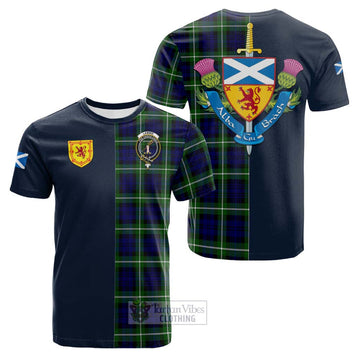 Lammie Tartan Cotton T-shirt Alba with Scottish Lion Royal Arm Half Style Kid's Shirt - Tartan Vibes Clothing