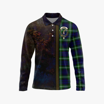 Lammie Tartan Family Crest Long Sleeve Polo Shirt Alba Gu Brath Be Brave Lion Ancient Style