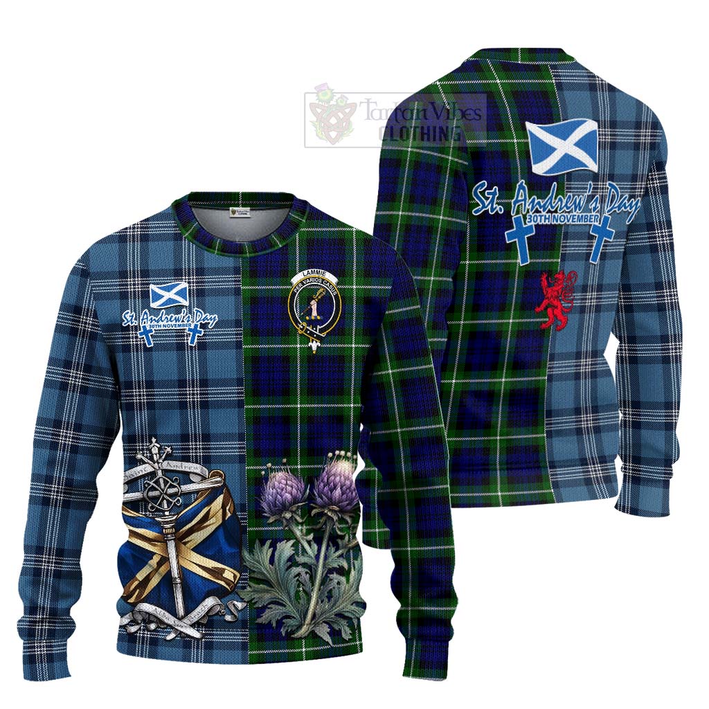 Lammie Tartan Knitted Sweater Happy St. Andrew's Day Half Tartan Style Unisex - Tartan Vibes Clothing