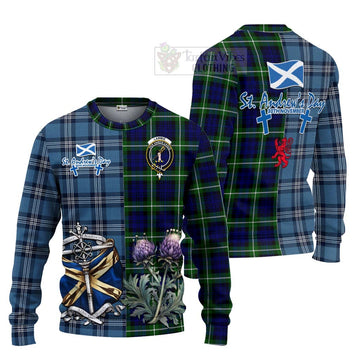 Lammie Tartan Knitted Sweater Happy St. Andrew's Day Half Tartan Style Unisex - Tartan Vibes Clothing
