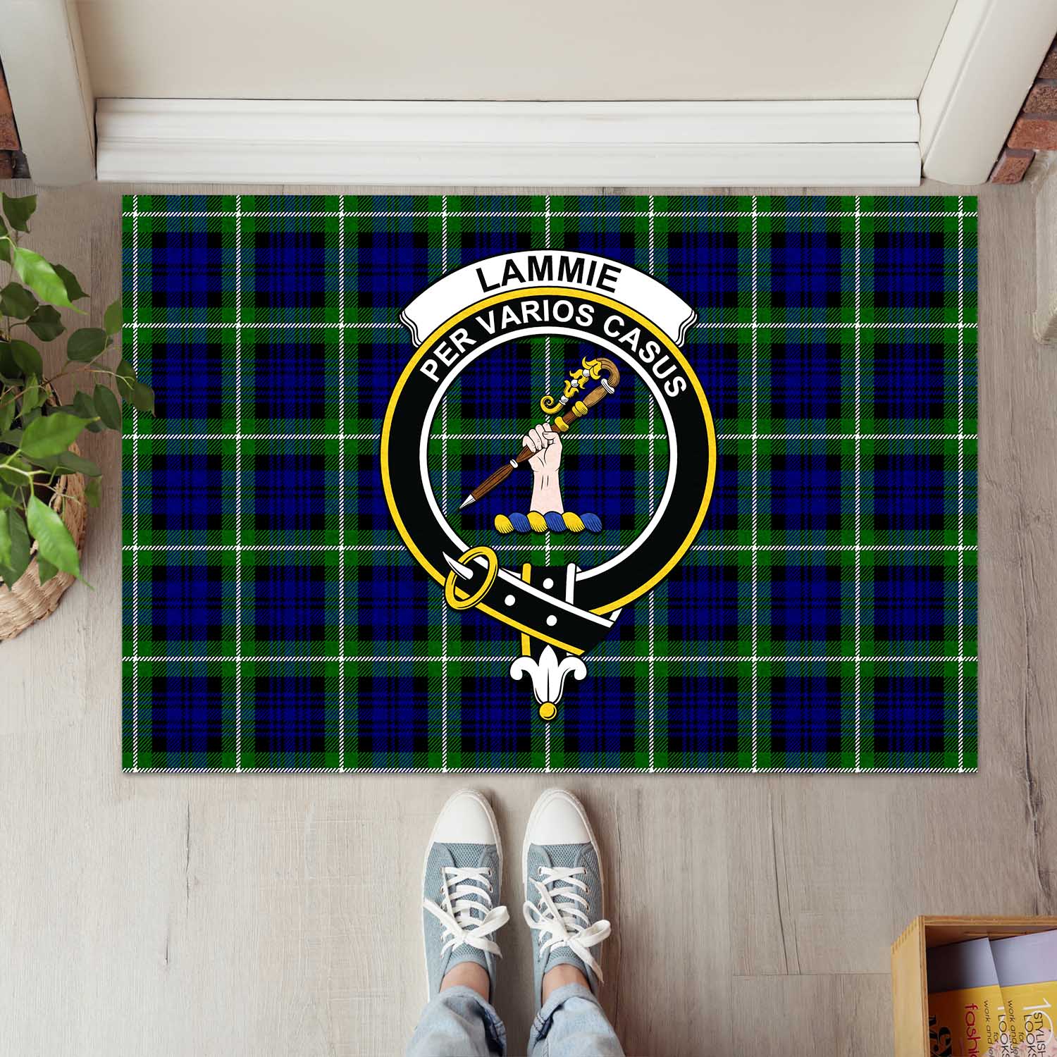 Lammie Tartan Rubber Doormat with Family Crest L 60*90cm - Tartan Vibes Clothing