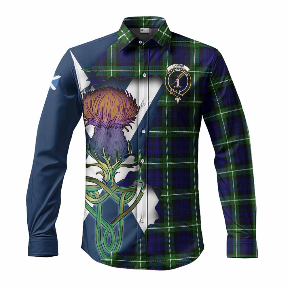 Lammie Tartan Family Crest Long Sleeve Button Shirt Scottish Thistle Celtic Inspired Men's Shirt S - Tartan Vibes Clothing