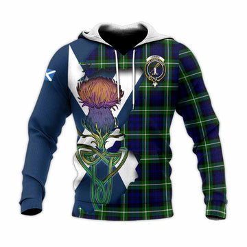 Tartan Vibes Clothing Lammie Tartan Family Crest Knitted Hoodie Scottish Thistle Celtic Inspired