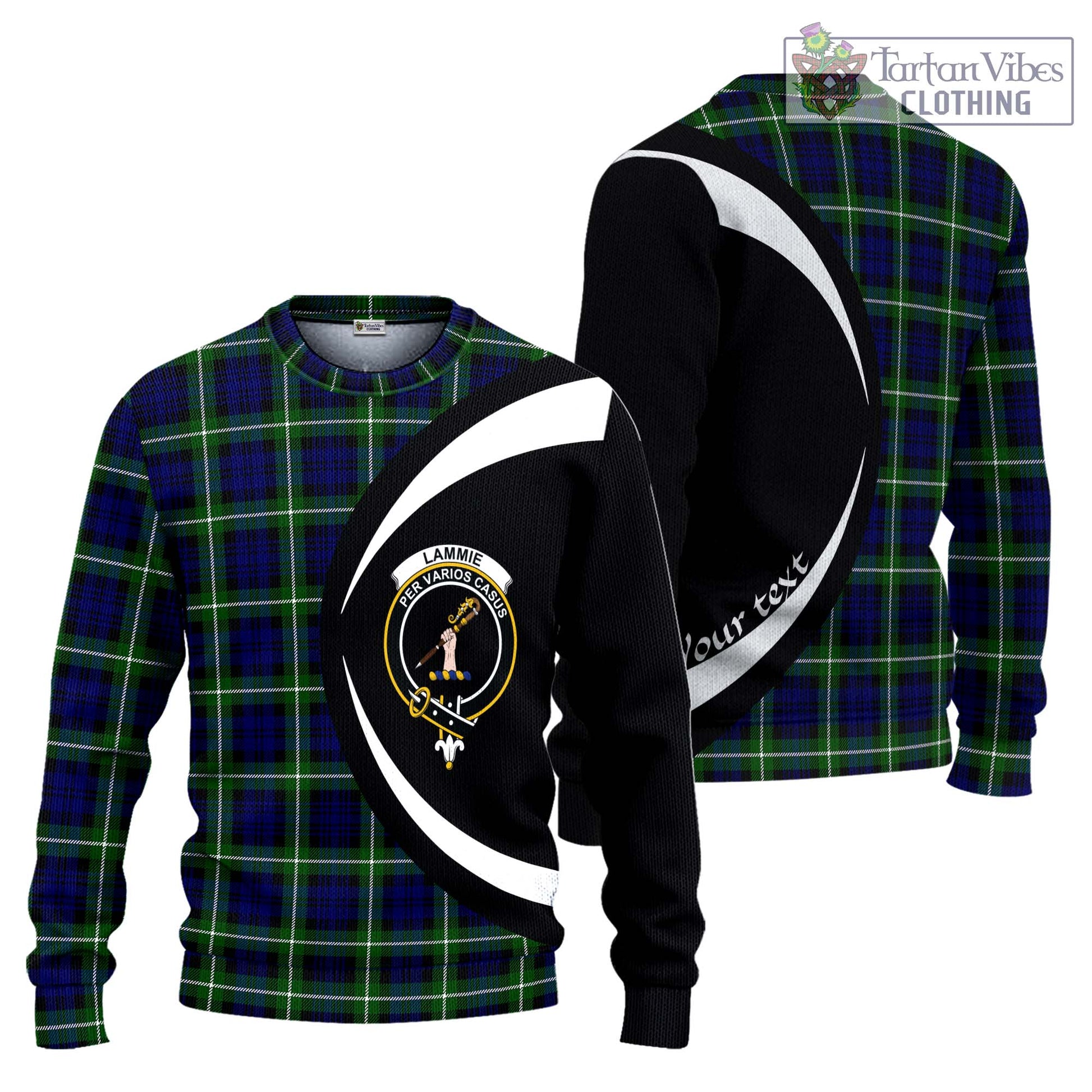 Lammie Tartan Ugly Sweater with Family Crest Circle Style Unisex - Tartan Vibes Clothing
