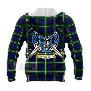 Lammie Tartan Knitted Hoodie with Family Crest Celtic Skull Style - Tartan Vibes Clothing