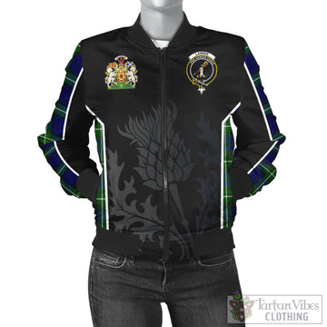 Lammie Tartan Bomber Jacket with Family Crest and Scottish Thistle Vibes Sport Style
