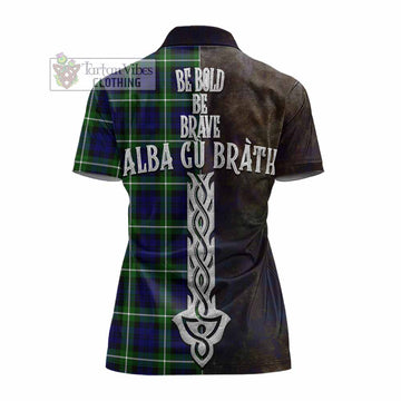 Lammie Tartan Family Crest Women's Polo Shirt Alba Gu Brath Be Brave Lion Ancient Style