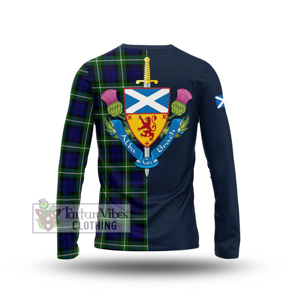 Lammie Tartan Long Sleeve T-Shirt Alba with Scottish Lion Royal Arm Half Style - Tartan Vibes Clothing
