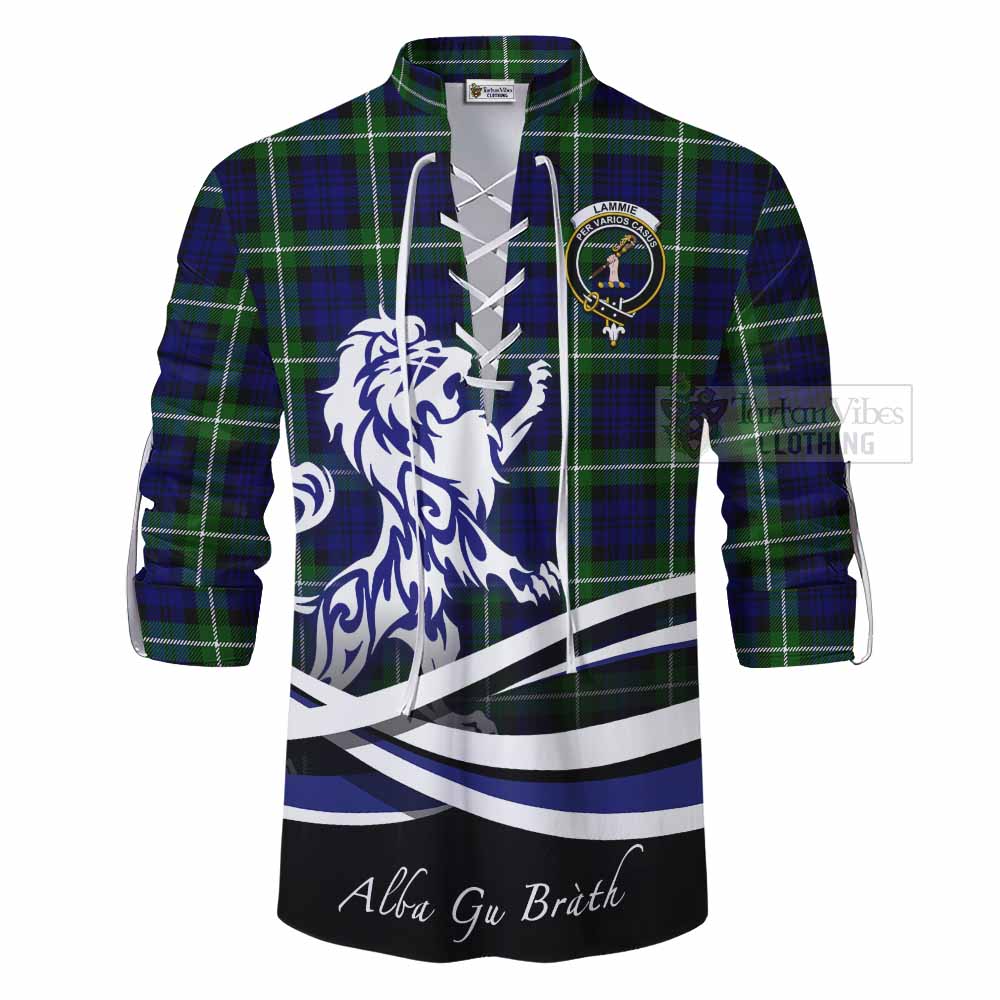 Lammie Tartan Ghillie Kilt Shirt with Alba Gu Brath Regal Lion Emblem - Tartan Vibes Clothing