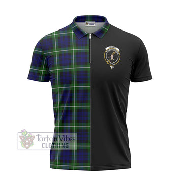 Lammie Tartan Zipper Polo Shirt with Family Crest and Half Of Me Style - Tartan Vibes Clothing