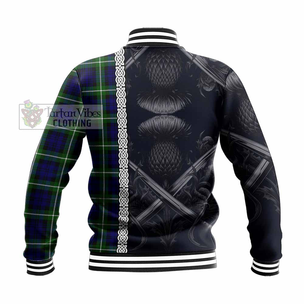 Lammie Tartan Baseball Jacket with Family Crest Cross Sword Thistle Celtic Vibes - Tartan Vibes Clothing