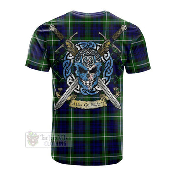 Lammie Tartan Cotton T-shirt with Family Crest Celtic Skull Style Men's Shirt - Tartan Vibes Clothing