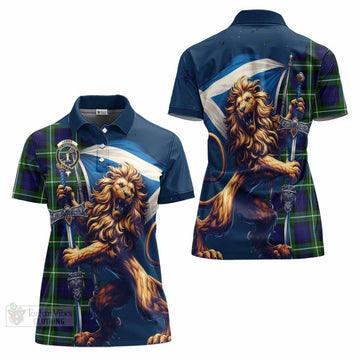 Lammie Tartan Family Crest Women's Polo Shirt with Scottish Majestic Lion - Tartan Vibes Clothing