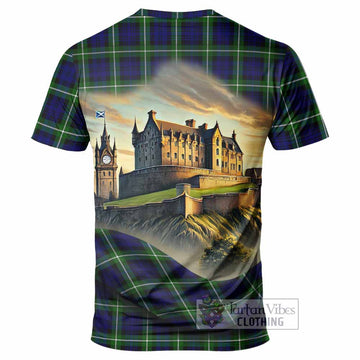 Lammie Tartan Family Crest T-Shirt with Scottish Ancient Castle Style - Tartan Vibes Clothing