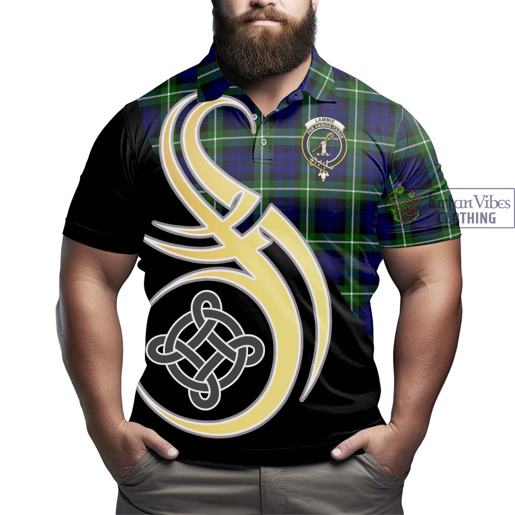 Lammie Tartan Polo Shirt with Family Crest and Celtic Symbol Style - Tartan Vibes Clothing