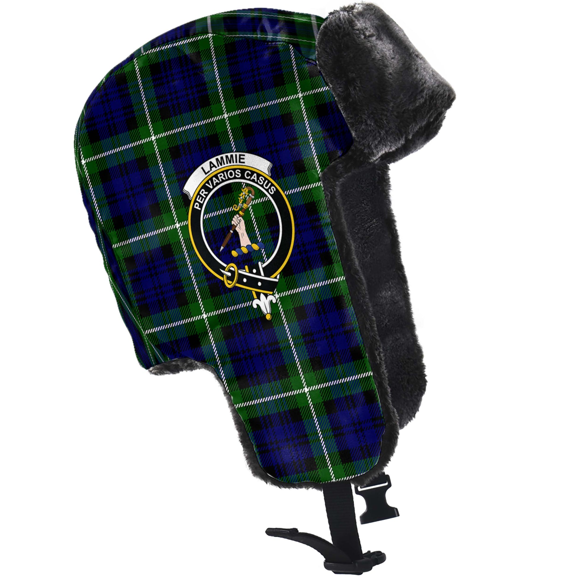 Lammie Tartan Winter Trapper Hat with Family Crest - Tartan Vibes Clothing