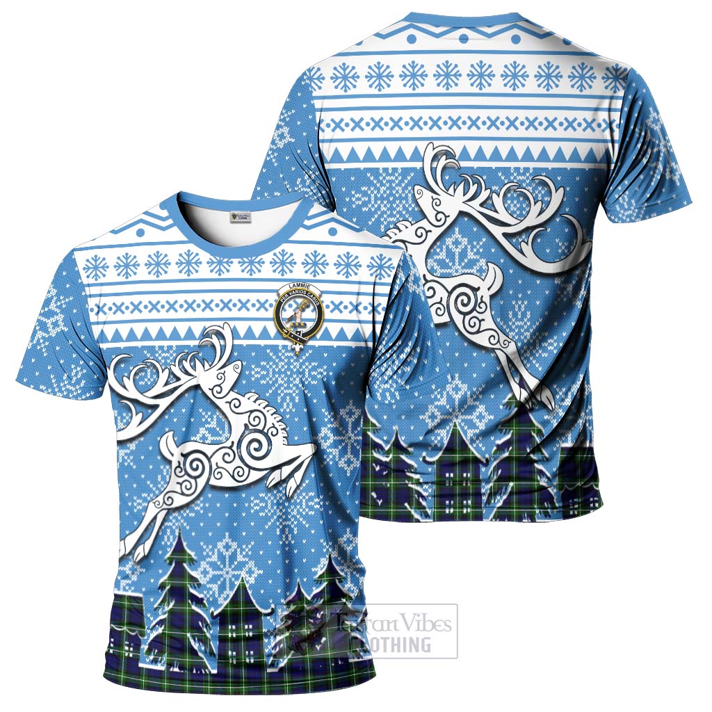 Lammie Clan Christmas T-Shirt Celtic Reindeer Style - Tartan Vibes Clothing