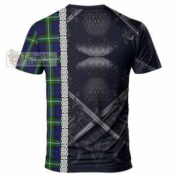 Lammie Tartan T-Shirt with Family Crest Cross Sword Thistle Celtic Vibes - Tartan Vibes Clothing