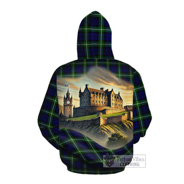 Lammie Tartan Family Crest Cotton Hoodie with Scottish Ancient Castle Style Pullover Hoodie - Tartan Vibes Clothing