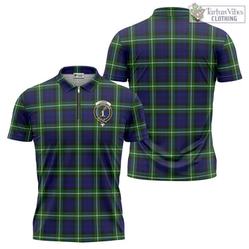 Lammie Tartan Zipper Polo Shirt with Family Crest - Tartan Vibes Clothing