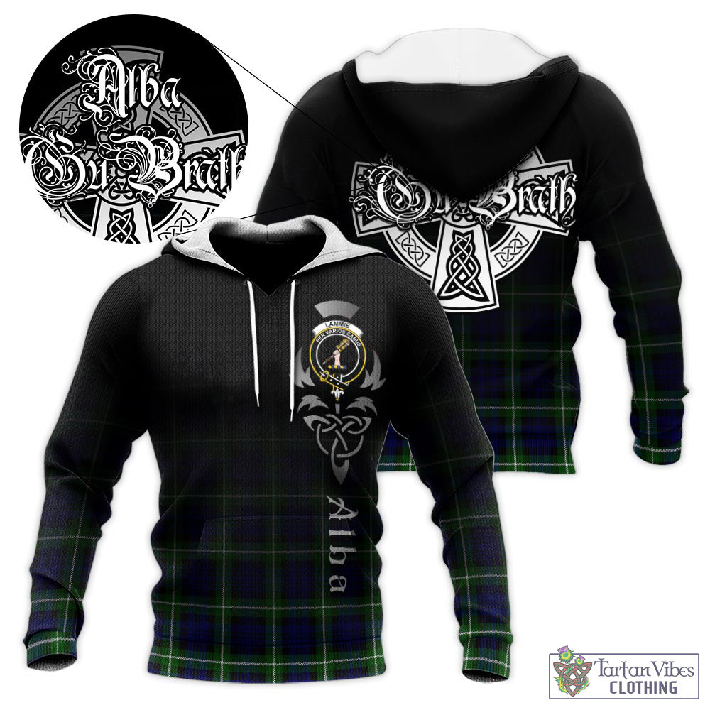 Tartan Vibes Clothing Lammie Tartan Knitted Hoodie Featuring Alba Gu Brath Family Crest Celtic Inspired