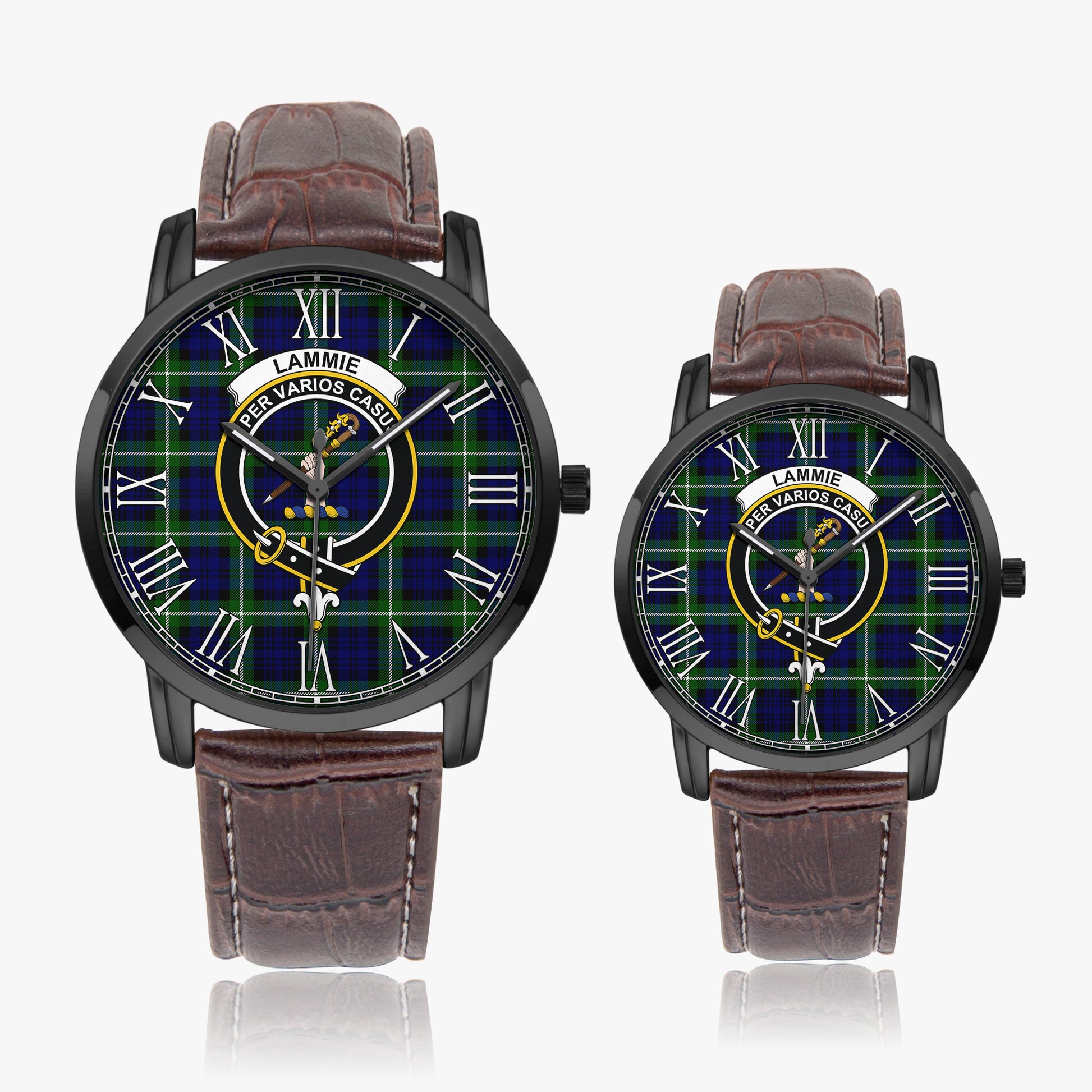 Lammie Tartan Family Crest Leather Strap Quartz Watch - Tartan Vibes Clothing
