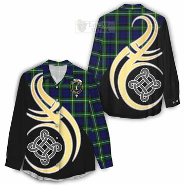 Lammie Tartan Women's Casual Shirt with Family Crest and Celtic Symbol Style - Tartan Vibes Clothing