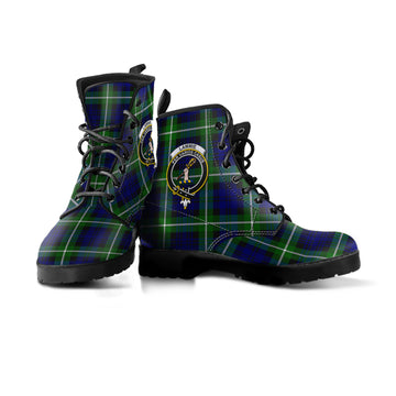 Lammie Tartan Leather Boots with Family Crest