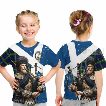 Lammie Tartan Kid T-Shirt with Family Crest Scottish Bagpiper Vibes - Tartan Vibes Clothing