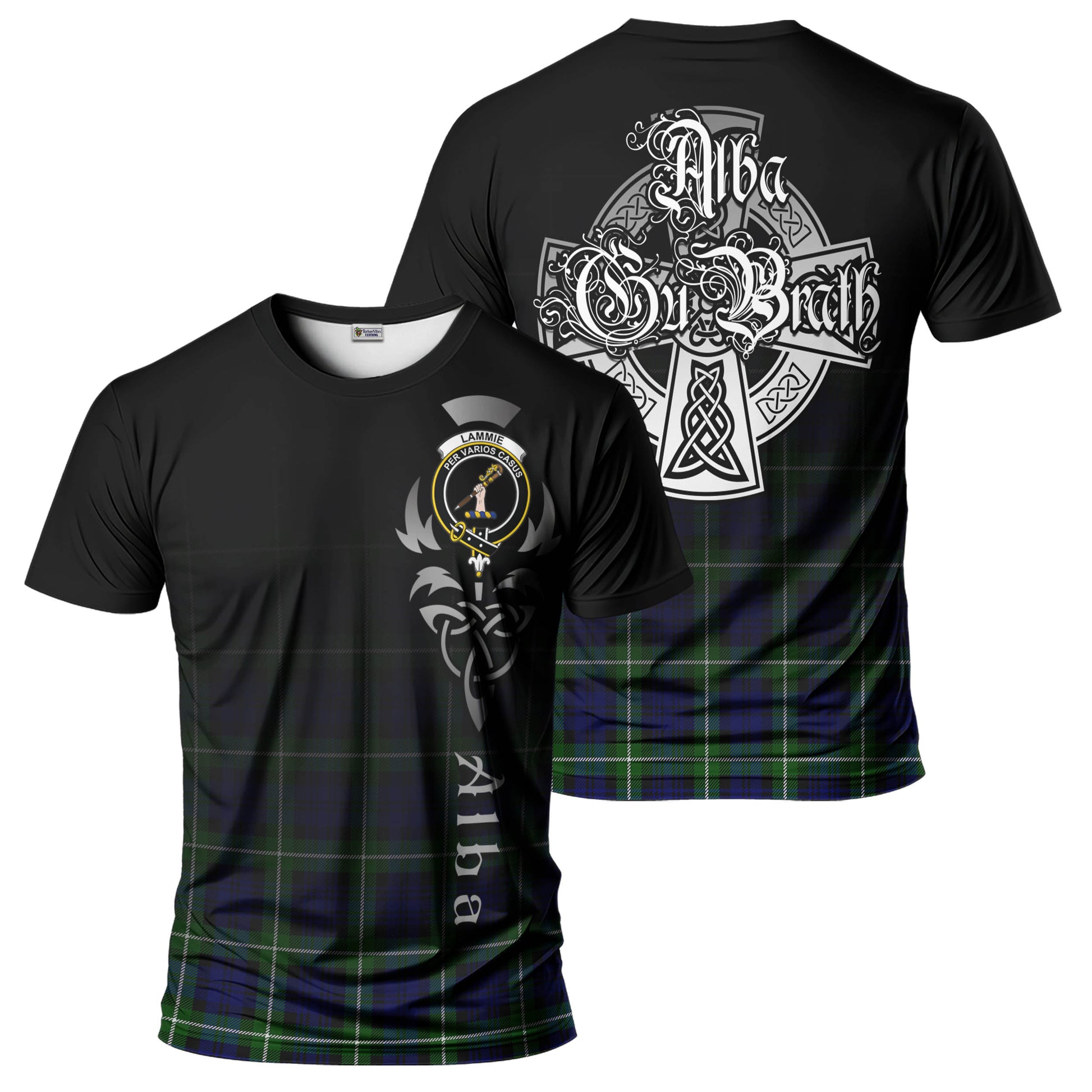 Lammie Tartan T-Shirt Featuring Alba Gu Brath Family Crest Celtic Inspired - Tartan Vibes Clothing