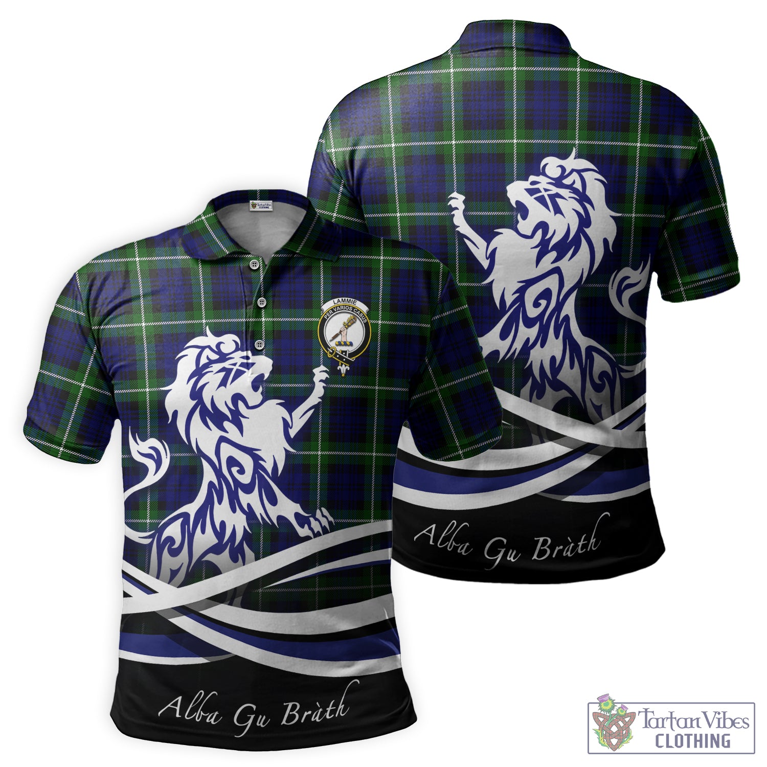 Lammie Tartan Polo Shirt with Alba Gu Brath Regal Lion Emblem - Tartan Vibes Clothing