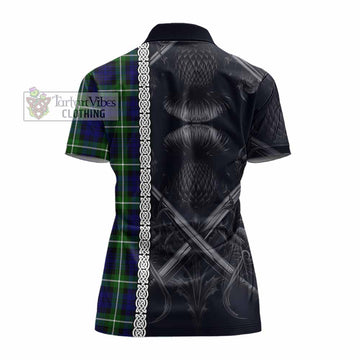 Lammie Tartan Women's Polo Shirt with Family Crest Cross Sword Thistle Celtic Vibes - Tartan Vibes Clothing