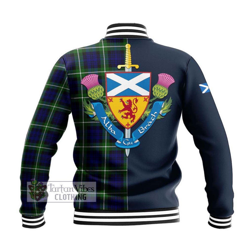 Lammie Tartan Baseball Jacket Alba with Scottish Lion Royal Arm Half Style - Tartan Vibes Clothing