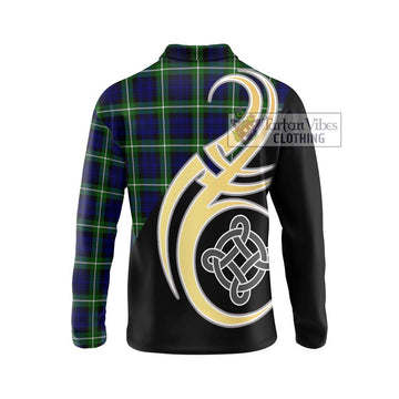 Lammie Tartan Long Sleeve Polo Shirt with Family Crest and Celtic Symbol Style - Tartan Vibes Clothing
