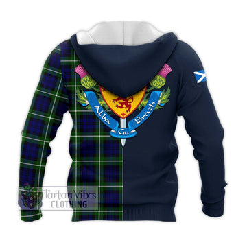 Lammie Tartan Knitted Hoodie Alba with Scottish Lion Royal Arm Half Style - Tartan Vibes Clothing