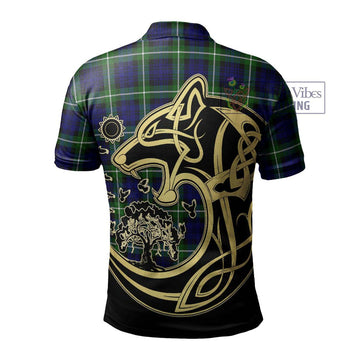 Lammie Tartan Polo Shirt with Family Crest Celtic Wolf Style - Tartan Vibes Clothing